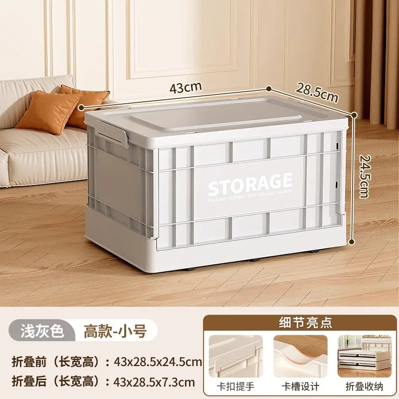 35L Foldable Plastic Storage Box with Wheels