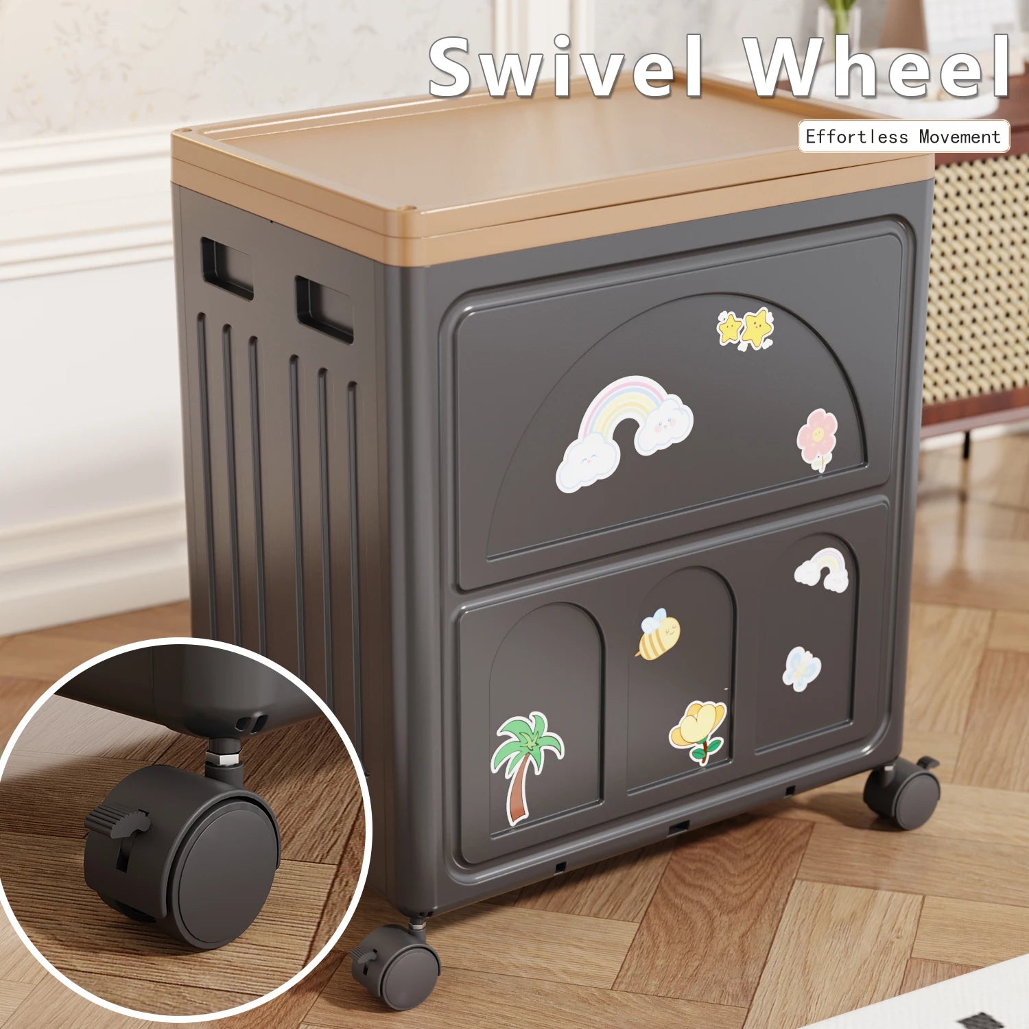 Foldable Plastic Storage Box with Wheels for Home Organization