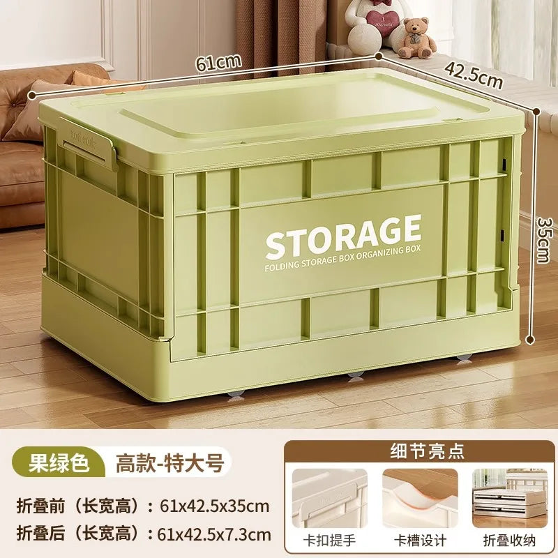 35L Foldable Plastic Storage Box with Wheels