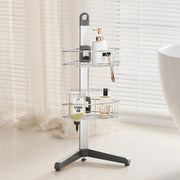 4-Tier Aluminum Corner Shower Caddy with Hooks for Wholesale