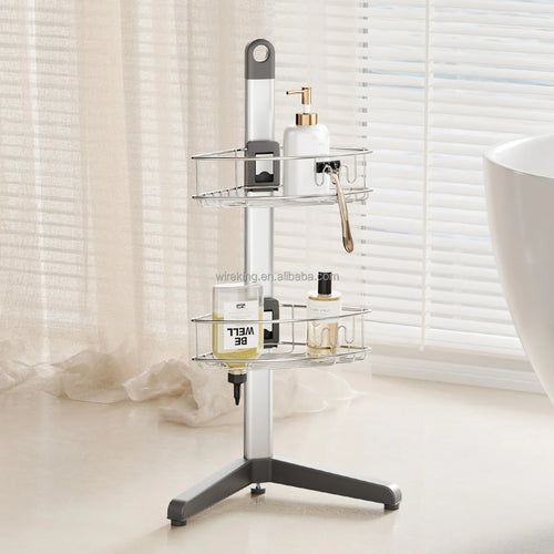 4-Tier Aluminum Corner Shower Caddy with Hooks for Wholesale