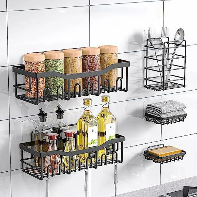 Adhesive Stainless Steel Shower Caddy Set for Wholesale