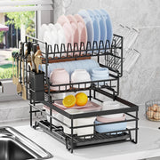 3-Tier Large Capacity Dish Drying Rack with Drainboard Wholesale