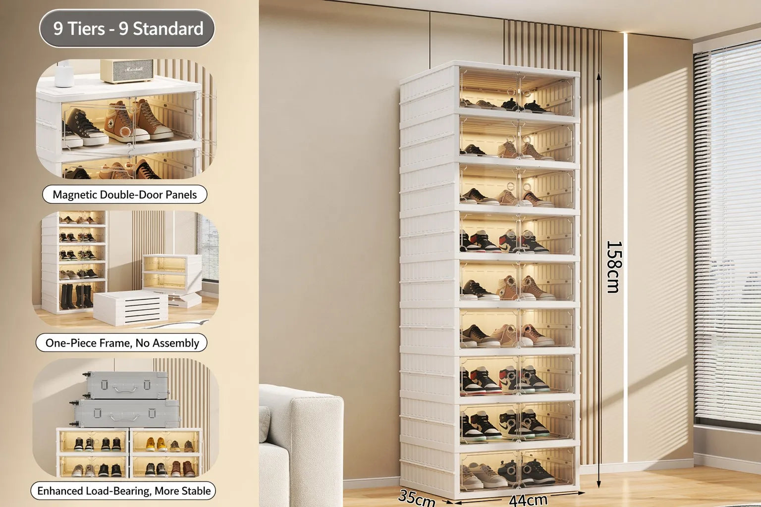 Foldable Stackable Shoe Storage Cabinet with Doors Wholesale