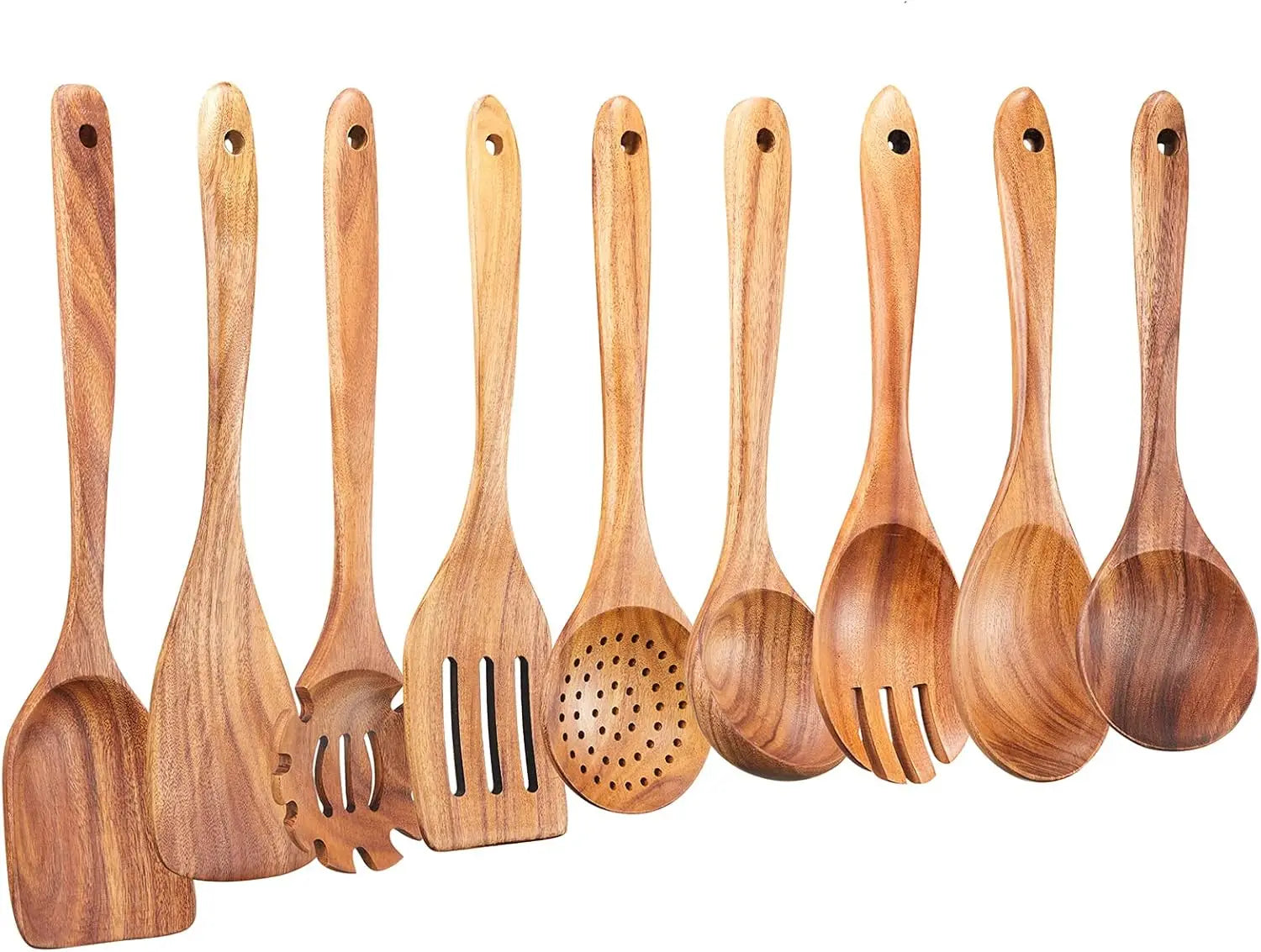 9-Piece Natural Wooden Kitchen Utensil Set Wholesale
