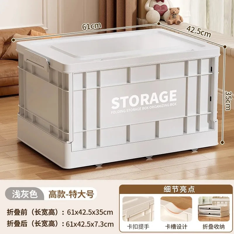 35L Foldable Plastic Storage Box with Wheels