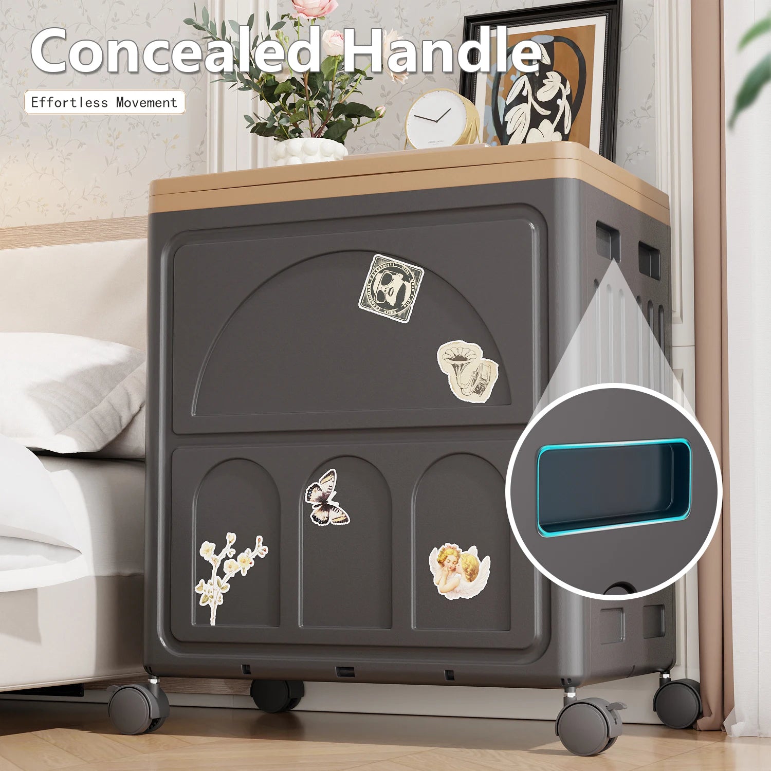 Foldable Plastic Storage Box with Wheels for Home Organization