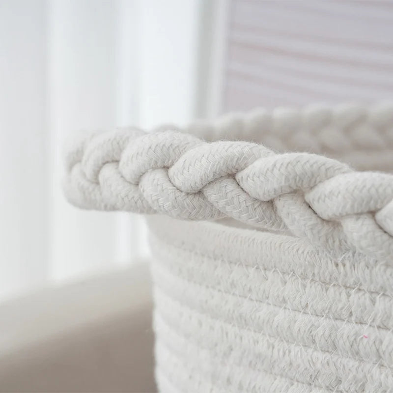 Large Woven Cotton Rope Laundry Basket with Handles for Wholesale